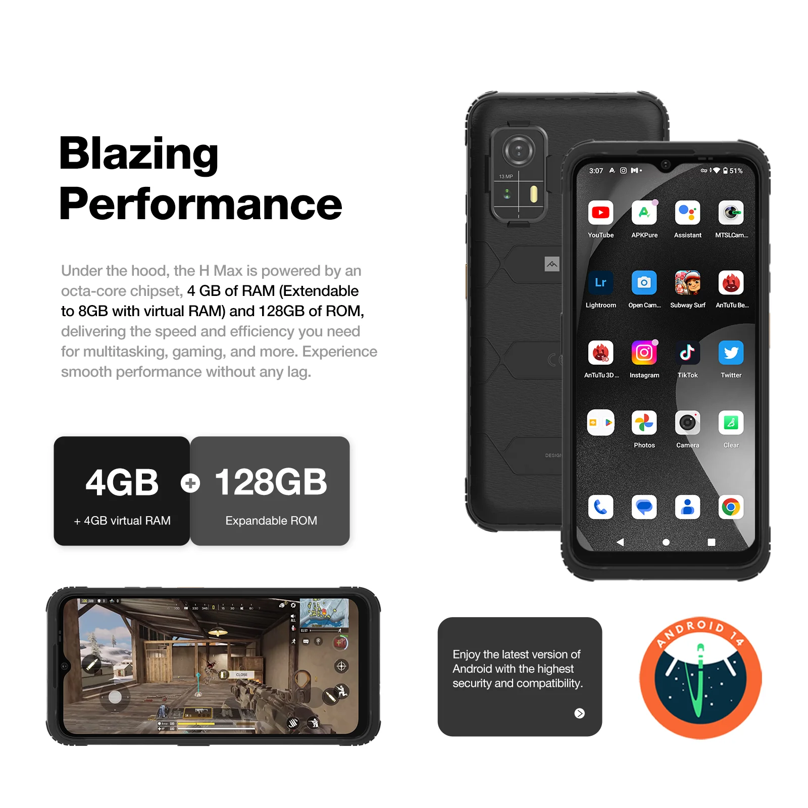 AGM H Max | Rugged | 10000 mAh Battery | 8GB+256GB | 90Hz Display | 4G Dual SIM | Android 14 - Image 7