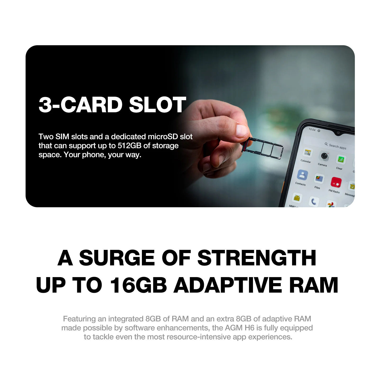 AGM H6 | Ultra-Thin | Rugged | 6.56-inch 90Hz Display | 8GB RAM + 8GB Virtual Expanded RAM + 256GB ROM | Android 13 - Image 4