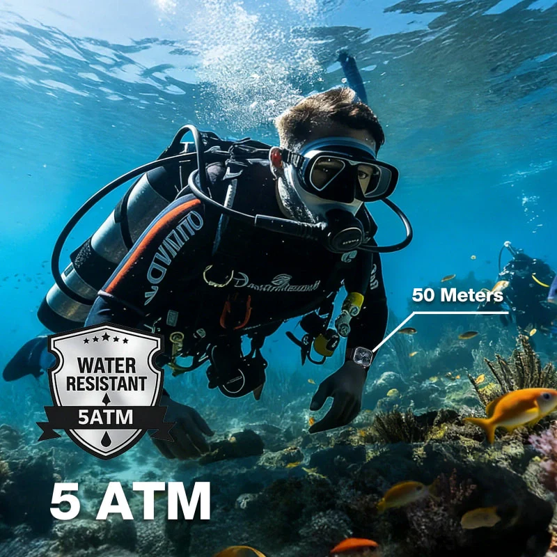 AGM Legion 3 | Smart Watch | AMOLED Display | 500mAh Battery| Bluetooth Call | Heart Rate Monitor | 5ATM Waterproof | LED Flashlight | Square Rugged Sport Watch - Image 4