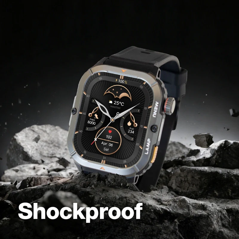 AGM Legion 3 | Smart Watch | AMOLED Display | 500mAh Battery| Bluetooth Call | Heart Rate Monitor | 5ATM Waterproof | LED Flashlight | Square Rugged Sport Watch - Image 6