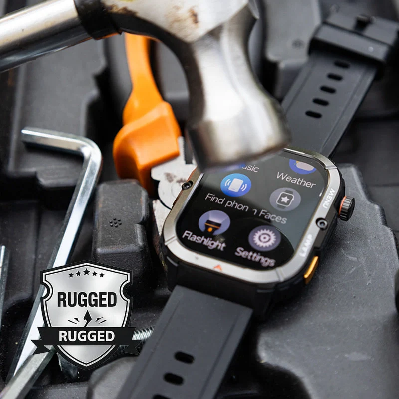 AGM Legion 3 | Smart Watch | AMOLED Display | 500mAh Battery| Bluetooth Call | Heart Rate Monitor | 5ATM Waterproof | LED Flashlight | Square Rugged Sport Watch - Image 7